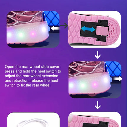 Sneakers Roller Shoes Outdoor Deformation Parkour Skates Dual-Use Children Girls Boys Adult Men Women Unisex Roller Skates