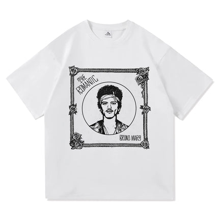 Bruno Mars The Romantic Tee Shirt 2026 New Album Retro Men/women Clothing Harajuku High Quality Tops Cotton TShirts Vintage