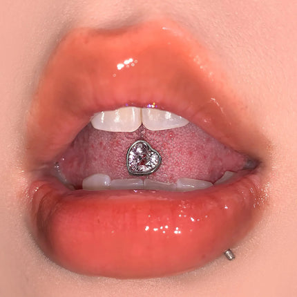 Trendy Four-color Tongue Puncture Nail Punk Hip-hop Rock Body Jewelry Spicy Girl Titanium Cool Steel Red Heart Tongue Piercing