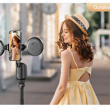 AI Auto-Tracking Phone Gimbal 360° Rotating Face Tracking Stabilizer Portable Desktop Holder for Live Streaming & Photo Shooting
