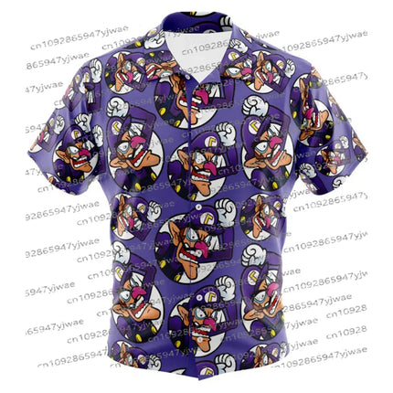 Yoshi Super Mario Bros Button Up Hawaiian Shirt Men's Beach Causal Short Sleeve Shirt Hawaiian Shirt Summer Men's Vacation Shirt