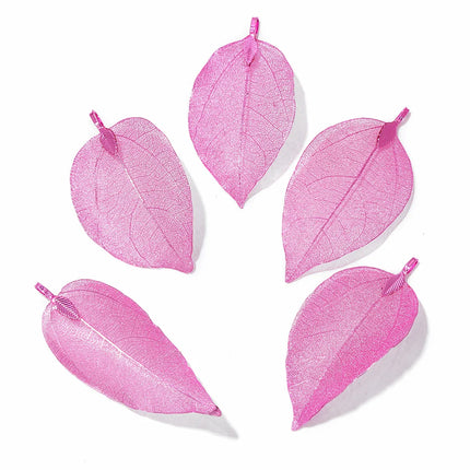 5pcs/set 40-60mm Electroplated Leaf Pendants Mixed Gold Color Natural Leaves Charms For DIY Necklace Earrings Jewelry Accessorie