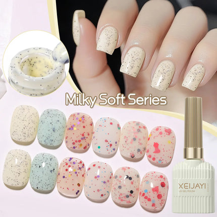 Milk White Glitter Nail Polish Gel Milk White Oreo Super Glitter Slice Cheese Nail Polish Internet Celebrity Style DIY Nail Glue