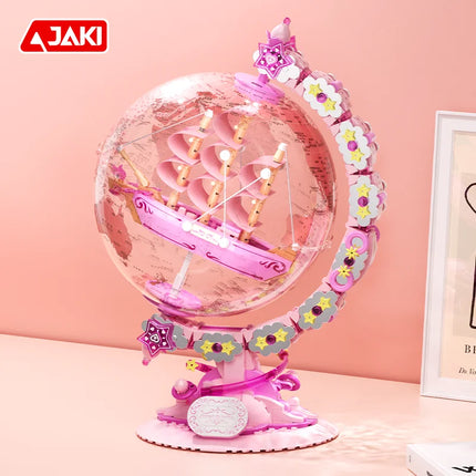 Space universe exploration series space trendy play galaxy roaming globe model assembly ornaments girls building blocks toy gift