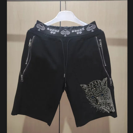 2025 new Sweatpants Track Pants Men Slim Fit Workout Trousers Male Multi-pocket Casual Rhinestones Pants  Design Sportswear