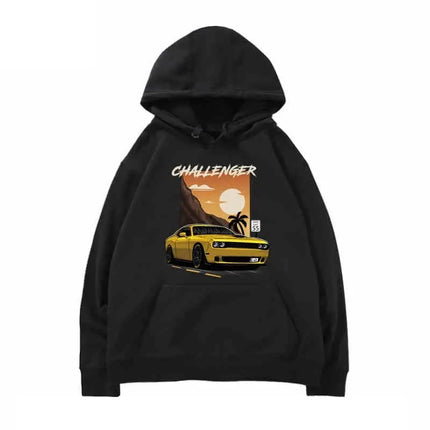 RT American Big V8 Muscle Car Challenger Fashion Outdoor Hoodie Men's and Women's Autumn/Winter Loose Casual Top