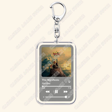 Hot Gorillaz Band Music Keychains for Women Accessories Bag Feel Good Inc Clint Eastwood Song Keying Jewelry Fans Friends Gifts