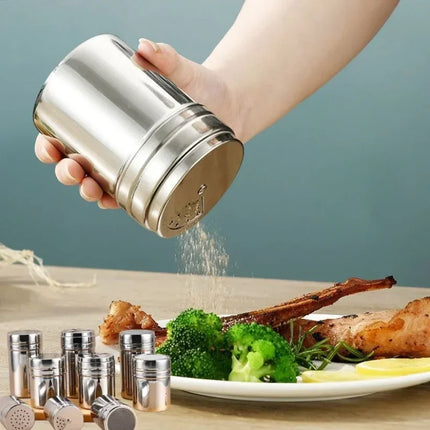 Multi-purpose Stainless Steel Seasoning Jar Salt Sugar Bottle Rotating Cover Kitchen Gadgets Spice Pepper Shaker Spice Jar