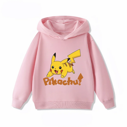 New Arrival Pikachu Print Kids Hoodie, Unisex Boys Girls Clothes, Warm Hooded Sweatshirt for Autumn Winter