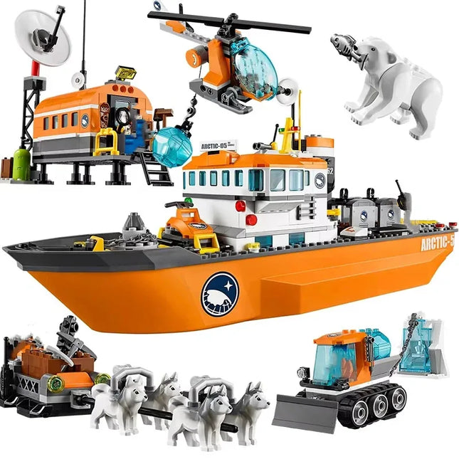 Compatible Brick Sets City Series Building Blocks 60062 Arctic Exploration Icebreaker Ship Large Model Children's Gift Toys
