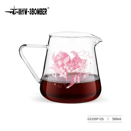 MHW-3BOMBER Pour Over Coffee Maker Set 500ml Glass Coffee Server Carafe and Coffee Dripper Barista Tool