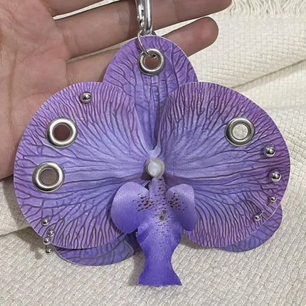 Exquisite Phalaenopsis Orchid Lily Keychain Creative Simulation Flower Bag Pendant Fashion Backpack Decoration Accessories Gifts