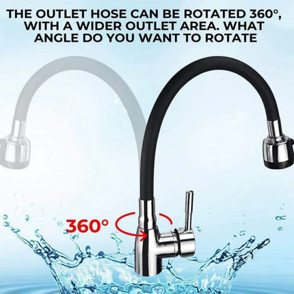 Modern 304 stainless steel kitchen faucet with silicone hose - adjustable, ceramic valve core, no electricity required.