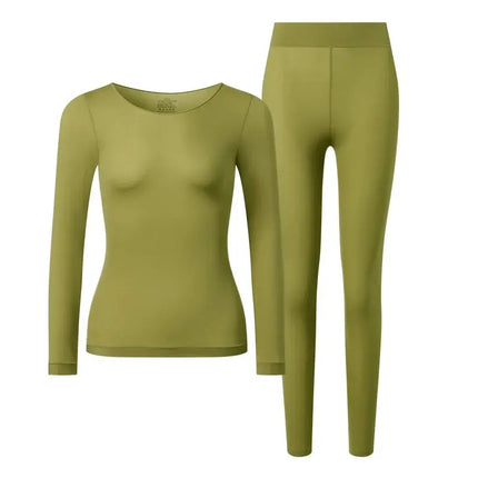 2 Pieces Seamless Thermal Underwear Set Women Long Sleeve Bottoming Top Long Johns Highly Elastic Autumn Winter Warm Thermal Set