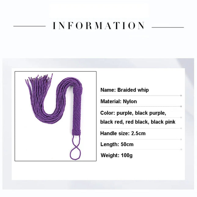 Multicolor Fetish Soft Nylon Rope Whip Flogger Handle Spanking Paddle Knout Flirt BDSM Adult Game Erotic Sex Toys for Women Men