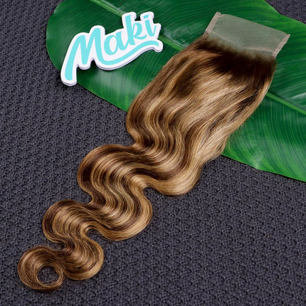 P4/27 Color 4x6 Transparent Lace Closure Highlight Body Wave 100% Human Hair Preplucked Bleached Knots Invisible Lace For Women