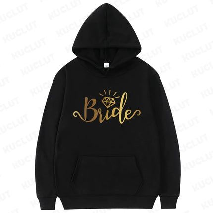 Bride Tribe Squad Print Hoodies Women Hooded Sweatshirts Bachelorette Hen Party Wedding Bridesmaid Group Matching Pullover Tops