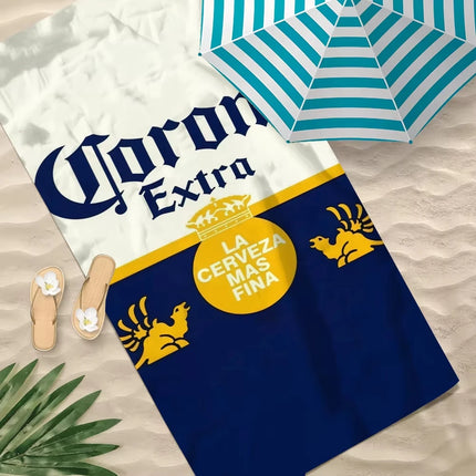 1pc Corona Extra Beer Beach Towel Single Sided 2D Print Soft Absorbent Microfiber for Pool Beach Summer Party Vacation Vibe