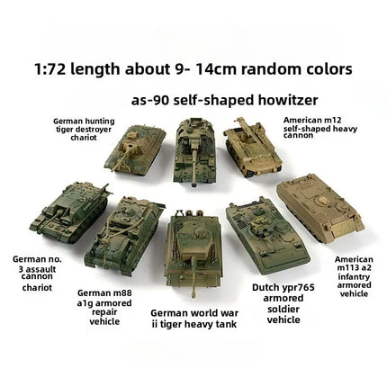 1/72 Scale Mini Plastic Assembled Tank Model Kit WWII Military Model Puzzles, M88A1G, M1A2, T55A, M4A3, M12, JSU152, M42, M1113A