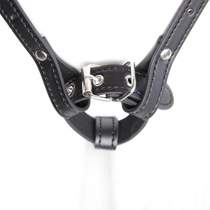 Leather Forced Orgasm Harness,Massage Wand Belt Massager Strap,Vibrator Restraint BDSM Pleasure Bondage,Chastity,Sex Toys Women