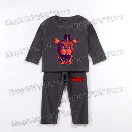FNAF Pajamas Pants Set Children Thermal Underwear Suit Anime Five Nights at Freddy's Cool Clothing Suits Boys Girls Loungewear Gift