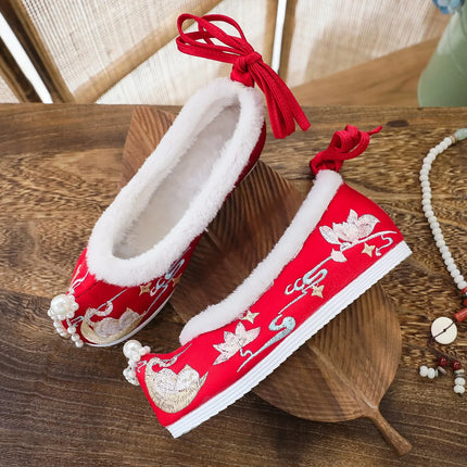 Chasing Moon Hot Sale Of The Season New Style Ming Dynasty Hanfu Shoes National Style Upturned Head Cotton Shoes Ancient Wedding