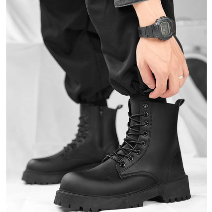 Couple's casual boots four season men's and women's high top leather boots fashion thick soled non slip plus size outdoor boots