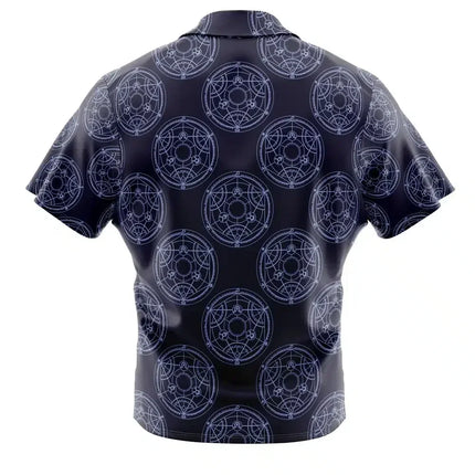 Transmutation Circle Fullmetal Alchemist Button Up Hawaiian Shirt Fashion Trend Breathable Loose Versatile Casual Sports Summer Men