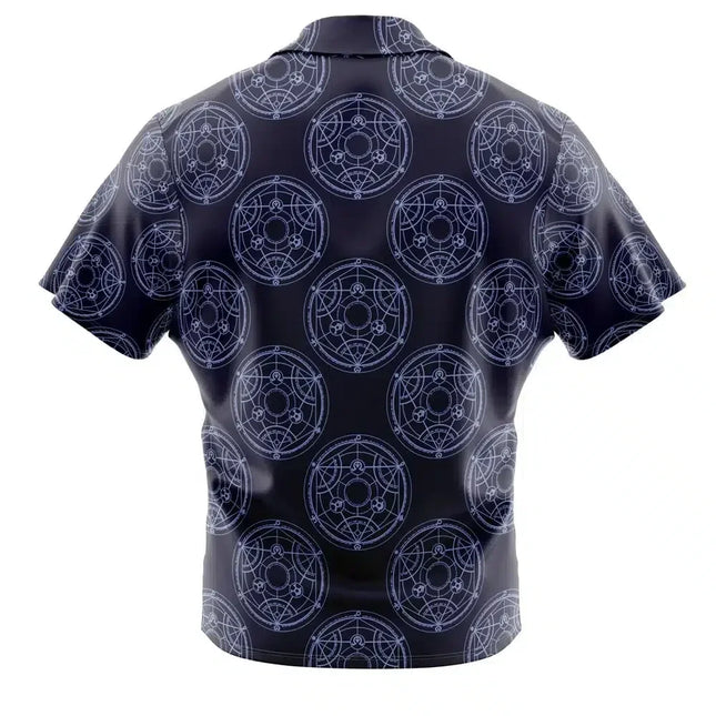 Transmutation Circle Fullmetal Alchemist Button Up Hawaiian Shirt Fashion Trend Breathable Loose Versatile Casual Sports Summer Men
