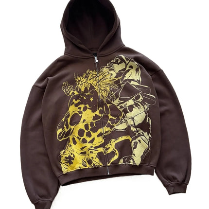 Y2k Stands Hiphop Jojo Bizarre Adventure Hoodies Harajuku Oversized Mens Womens Zipper Hoodie Hip Hop Couple Street Sweatshirt