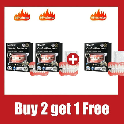 Full Set Natural Dentures Upper & Lower Silicone Fake Teeth Braces Comfort Fit Instant Confidence Smile Oral Care For Men Women