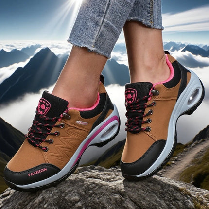 Women's Platform Shoes Waterproof Classic Color Outdoor Hiking Shoes Fashionable Anti Slip Casual Low Top Camping Women Sneakers
