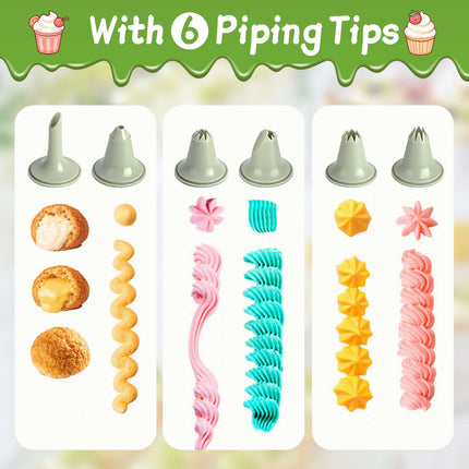 Plastic Cream Squeezer Piping Set Kitchen Cake Dessert Decorating Piping Tool with 6 Piping Nozzles