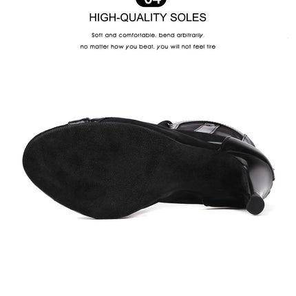 Women's Latin Salsa Dance Jazz Dance Shoes Girls Ballroom Dance Club Short Boots Ladies Lace-Up Fashion Fine Sand Dance Boots