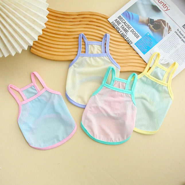 Pet Summer Breathable Ice Silk Cooling Strap Dog Cool and Comfortable Cooling Clothes Solid Color Simple Dog Clothes