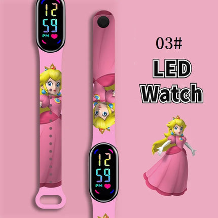 Mario Bros Children's Watches Action Figures Luigi Princess Peach Yoshi Bowser kids Sport Wristband Waterproof Digit