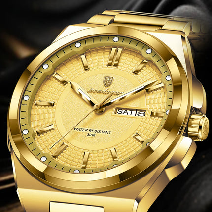 POEDAGAR Luxury Business Men's Watches Stainless Steel Waterproof Luminous Men's Watch Date Week Quartz Original Men's Wristwatches