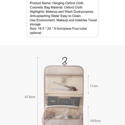 Large Capacity Portable Waterproof Travel Toiletry Bag with Handheld Hook Makeup Storage Bag Dry Wet Separation Cubic Shape