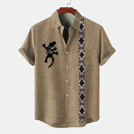 Linen Men's Tops Breathable Fashion Casual Hawaiian Men's Street Outdoor Seaside Beach Men's Tops Light Men's T-Shirt Plus Size