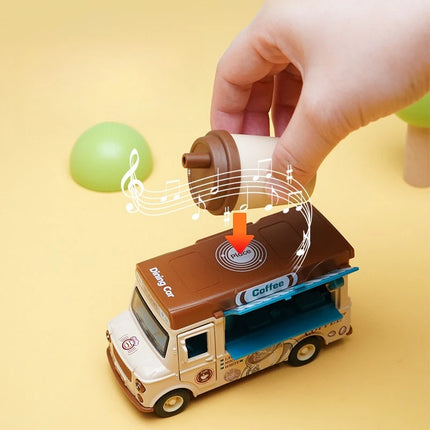 1:36 Q-version Pull Back Fast Food Car Alloy Car Model Burger Magnetic Induction Novelty Sound and Light Toy Children's Gift
