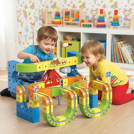 Children'S Educational Electric Magnetic Levitation Train Track Cube 3D DIY Assembly Magnetic Magic Rail Toy Train Car Xmas Gift