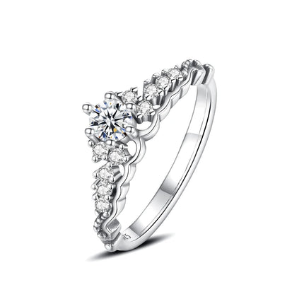 Original 925 Sterling Silver Ring Love Heart Wishbone Moon Sun Rings Crystal Rose Gold For Women Wedding Gift Luxury Jewelry