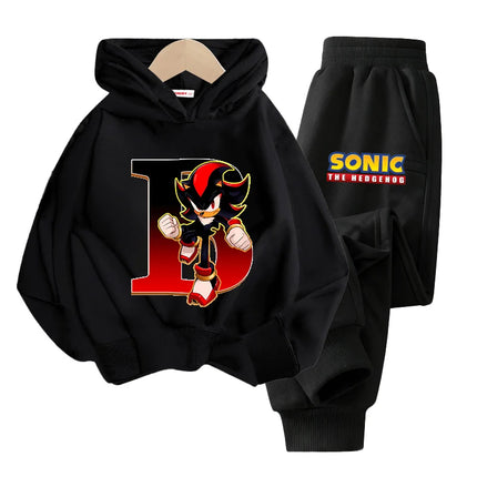 Sonics Hooded Sweatshirt Sets Anime Long Sleeves Pants Suit Boy Cartoon Hoodie Pants Set Kids Sports Tops Spring Autumn Clothes