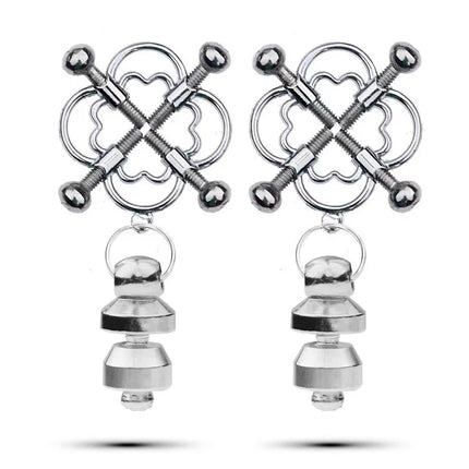 YoKoNex Electro Nipple Clamp Set – E-Stim Attachments with Weighted Balls, Bells, Vacuum Clips, for BDSM Shock Play & Sensory