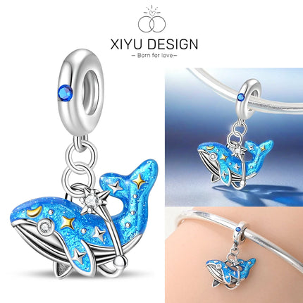 925 Sterling Silver Blue Ocean Series Beaded Charms  Pendant Fit for The Brand's DIY Bracelet Women Jewelry Girlfriend Gifts