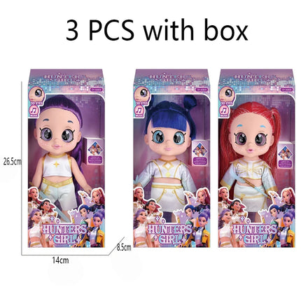 Hot Demon Hunters Fashion Doll with Purple Braids Interactive Music Doll with 5D Eyes Pet Toy Perfect Play Set Gifts for Childs