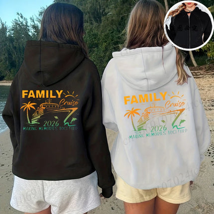 Women Zipper Hoodie Tops Bestie Vacation Clothes Personalized Family Cruise 2026 Matching Sweatshirt Women Zip Up Jacket Coats