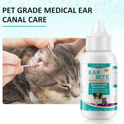 Ear Mites Clean for Dogs and Cat - with Aloe Vera, Cleaner on Contact and Soothes Itching, Vet-Recommended Formula for Pets Ear