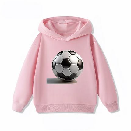 New Soccer Print Children's Hoodie, Boys and Girls' Clothing Autumn and Winter Warm and Fashionable Children's Hooded Sweatshirt