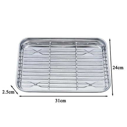 Baking Tray with Removable Cooling Rack Set Stainless Steel Baking Pan Sheet Non Toxic , Used for Oven, BBQ Tray Dishwasher Safe